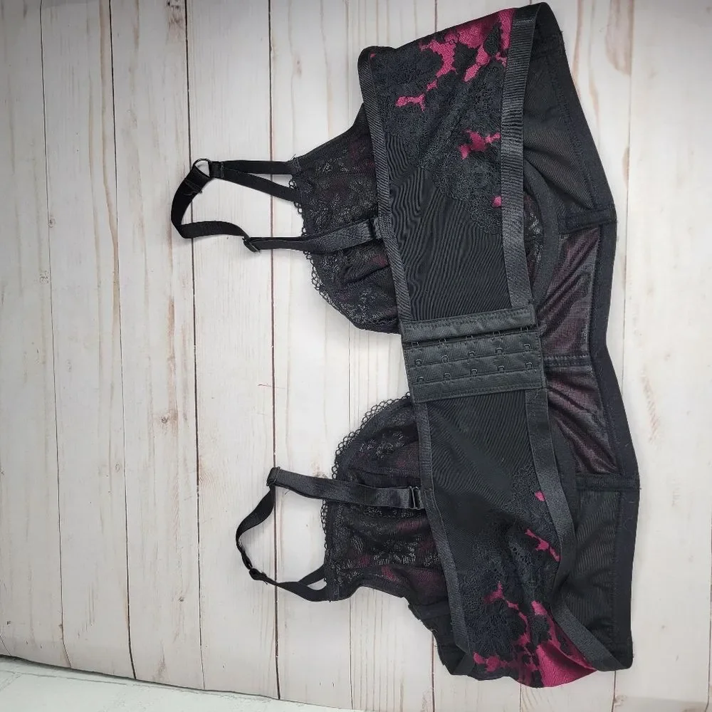 Torrid Curve Magenta Black Lace Long Line Bra - Picture 3 of 4